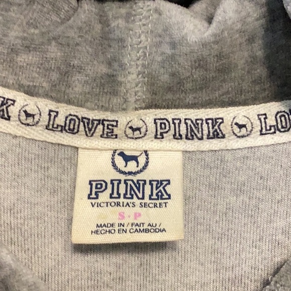 Pink grey velour zip up hoodie size small - Picture 7 of 7